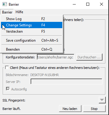 Barrier – Maus/ Tastatur auf mehreren PCs